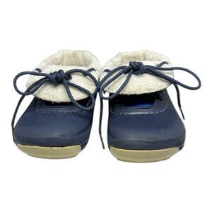 Crocs Kids Blitzen Convertible Clog And Bootie Faux Fur Lined Blue Sz 10/11